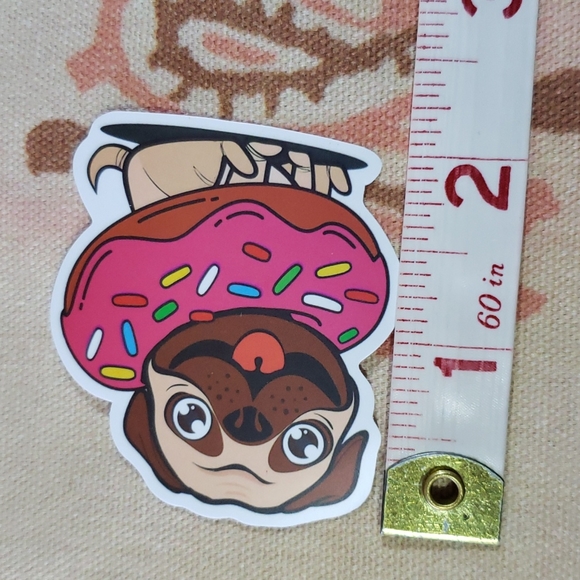 (Q) 🍩 Donut Pug Dog Sticker Doggie Dog Mom Puppy - Picture 3 of 4